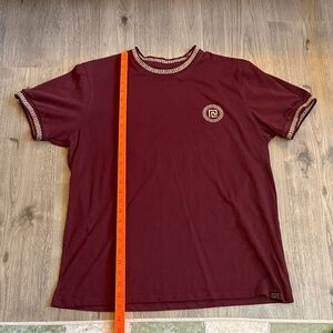 Men's Maroon Designer Tee with Logo Accent